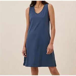 Pact organic cotton tank dress softspun vneck blue size Small, Beachy coastal